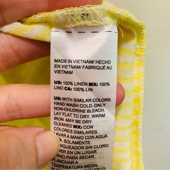 Chico's Yellow and White Striped Knit linen top size xl - Picture 4 of 5